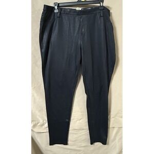 Faded Glory Faux Leather Pants Womens XL Black Textured Tapered Mid Rise Pull On